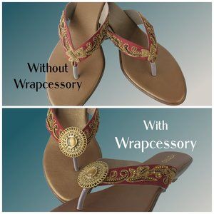 Red & Gold Flip Flops Sandals With Removable Accessories...1026